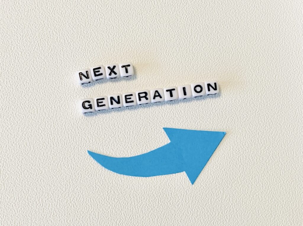 Upward arrow with the text of Next Generation
