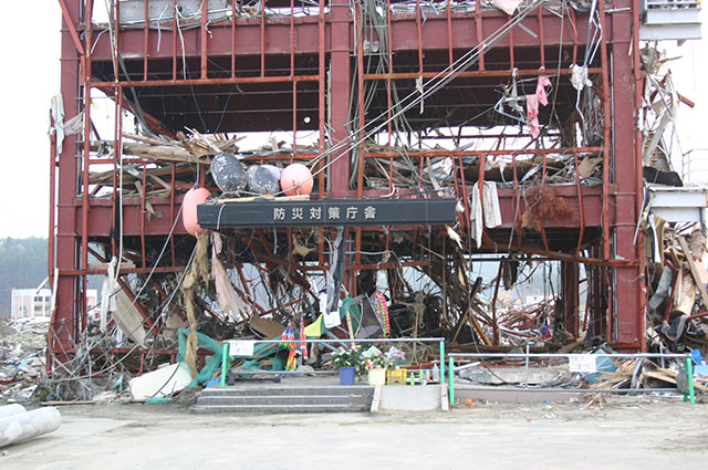 Ruins of the Minamisanriku Disaster Management Center destroyed by the 2011 Great East Japan tsunami