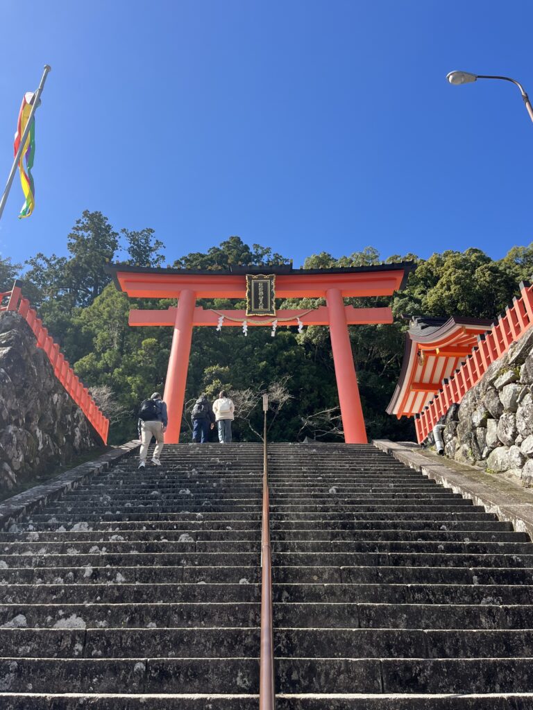 Stairs leading to shrine's red gate