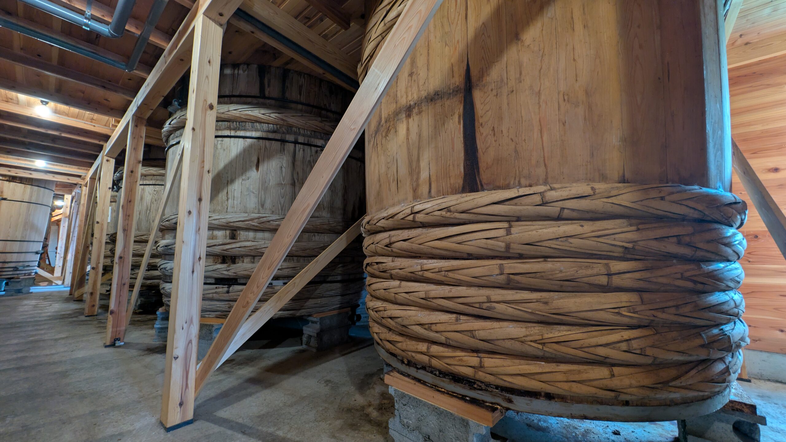 Traditional wodden barrels for soy sauce making
