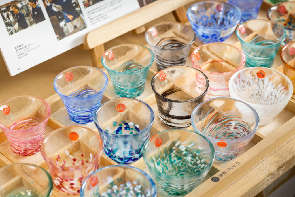 Colourful Tsugaru Vidro glassware with a variety of patterns